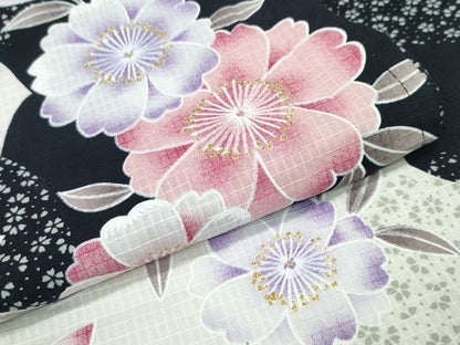 平和屋着物∴夏物 浴衣 綿紅梅 舞桜 ラメ 綿 逸品 CABD2415ng