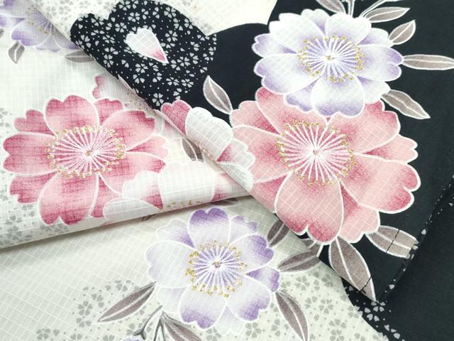 平和屋着物∴夏物 浴衣 綿紅梅 舞桜 ラメ 綿 逸品 CABD2415ng