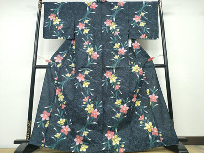 平和屋着物∴夏物　浴衣　草花文　綿　逸品　未使用　CABD2417ng
