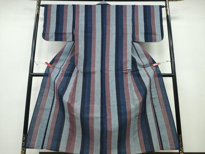 平和屋着物∴夏物 阿波しじら織 浴衣 間道 綿 逸品 CABD2418ng