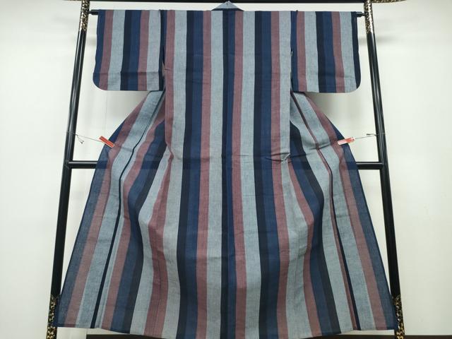 平和屋着物∴夏物 阿波しじら織 浴衣 間道 綿 逸品 CABD2418ng