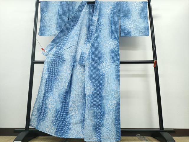平和屋着物∴夏物 浴衣 有松鳴海絞り 短冊舞花文 綿 逸品 CABD2421ng