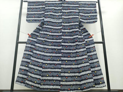 平和屋着物∴夏物 浴衣 有松鳴海絞り 横段吉祥文 綿 逸品 CABD2422ng