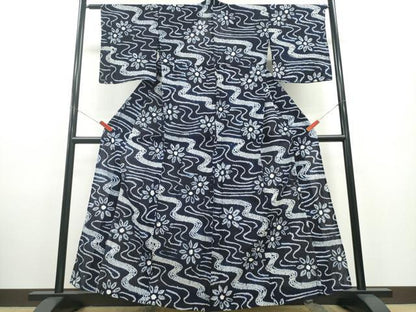 平和屋着物∴夏物 浴衣 有松鳴海絞り 流水舞花文 伊勢丹扱い 綿 逸品 CABD2423ng