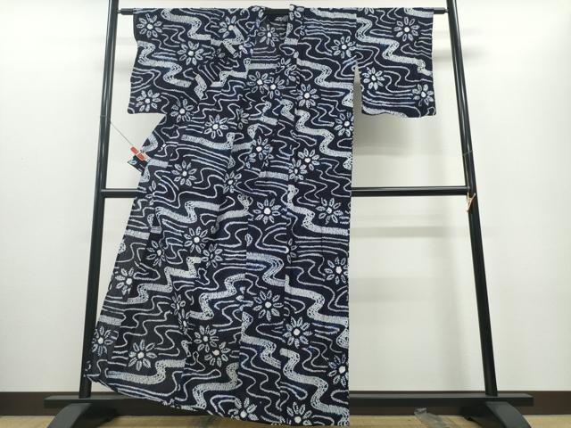 平和屋着物∴夏物 浴衣 有松鳴海絞り 流水舞花文 伊勢丹扱い 綿 逸品 CABD2423ng