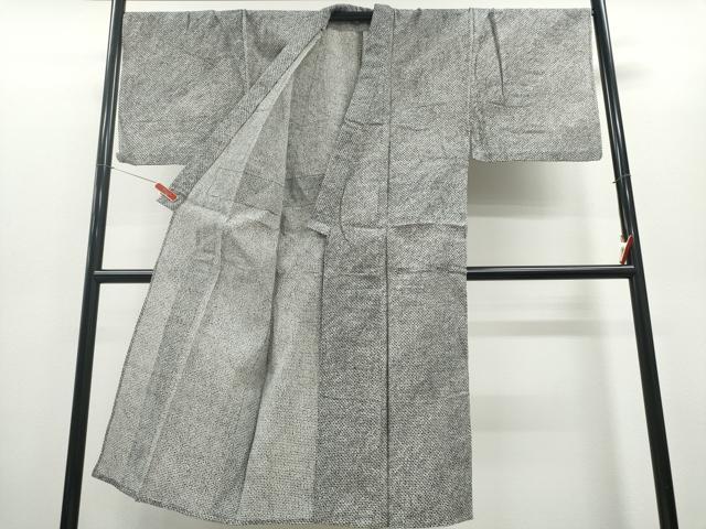 平和屋着物∴夏物　男性　浴衣　有松鳴海絞り　三浦絞り　黒地　綿　逸品　CABD2425ng