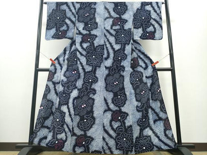 平和屋着物∴夏物 浴衣 有松鳴海絞り 枝花文 綿 逸品 CABD2429ng