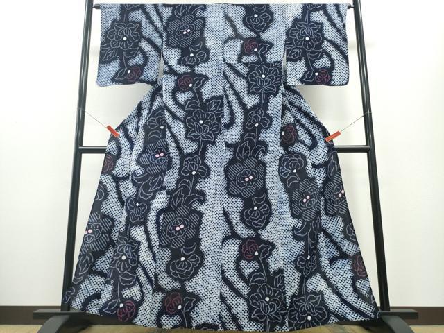 平和屋着物∴夏物 浴衣 有松鳴海絞り 枝花文 綿 逸品 CABD2429ng
