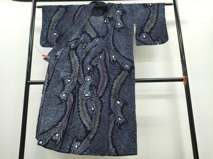 平和屋着物∴夏物 浴衣 有松鳴海絞り 孔雀羽文 綿 逸品 CABD2431ng