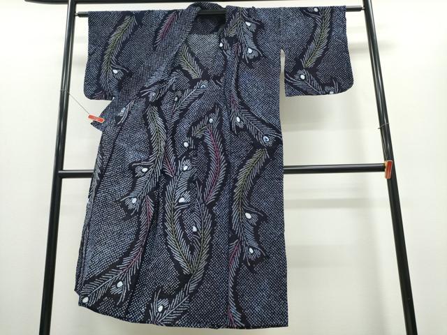 平和屋着物∴夏物 浴衣 有松鳴海絞り 孔雀羽文 綿 逸品 CABD2431ng