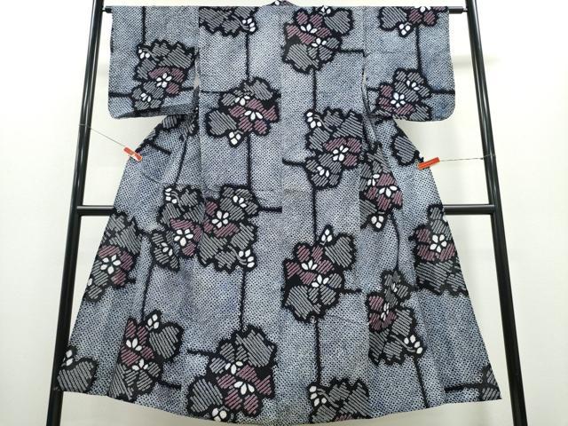 平和屋着物∴夏物 浴衣 有松鳴海絞り 舞花文 綿 逸品 CABD2433ng