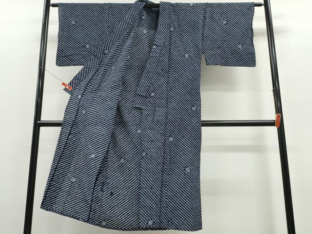 平和屋着物∴夏物 男性 浴衣 有松鳴海絞り 雪華 斜線文 綿 逸品 CABD2434ng