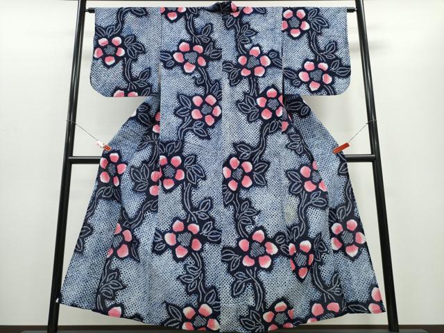 平和屋着物∴夏物 浴衣 有松鳴海絞り 花唐草文 綿 逸品 CABD2437ng