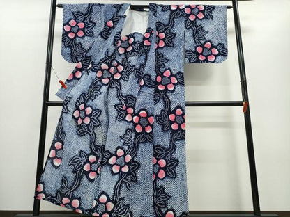 平和屋着物∴夏物 浴衣 有松鳴海絞り 花唐草文 綿 逸品 CABD2437ng