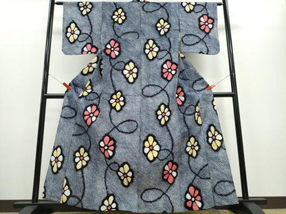 平和屋着物∴夏物 浴衣 有松鳴海絞り 花菱文 綿 逸品 CABD2438ng