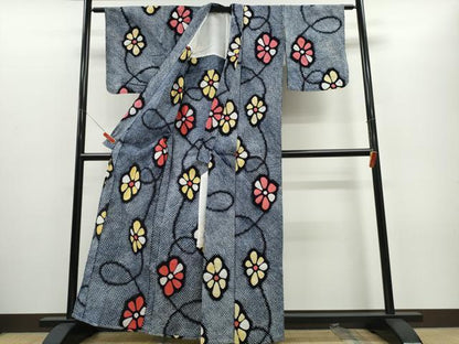 平和屋着物∴夏物 浴衣 有松鳴海絞り 花菱文 綿 逸品 CABD2438ng