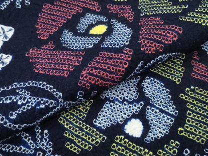 平和屋着物∴夏物 浴衣 有松鳴海絞り 薔薇 麻の葉文様 綿 逸品 CABD2439ng