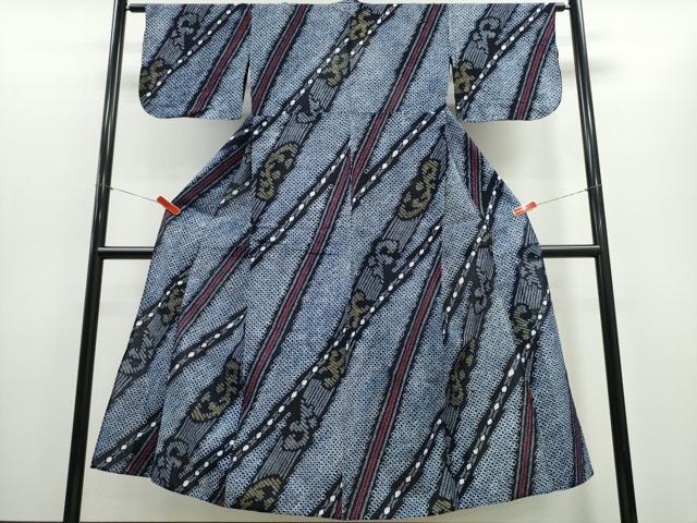 平和屋着物∴夏物 浴衣 有松鳴海絞り 斜線立波吉祥文 綿 逸品 CABD2441ng