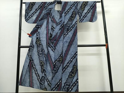平和屋着物∴夏物 浴衣 有松鳴海絞り 斜線立波吉祥文 綿 逸品 CABD2441ng