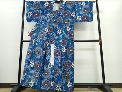 平和屋着物∴夏物 浴衣 有松鳴海絞り 枝花文 綿 逸品 CABD2444ng
