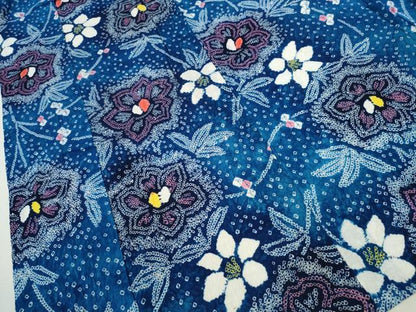 平和屋着物∴夏物 浴衣 有松鳴海絞り 枝花文 綿 逸品 CABD2444ng