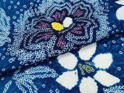 平和屋着物∴夏物 浴衣 有松鳴海絞り 枝花文 綿 逸品 CABD2444ng