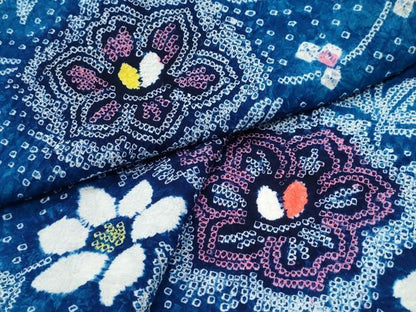 平和屋着物∴夏物 浴衣 有松鳴海絞り 枝花文 綿 逸品 CABD2444ng