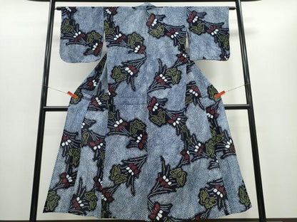 平和屋着物∴夏物 浴衣 有松鳴海絞り 花束舞蝶文 綿 逸品 CABD2445ng