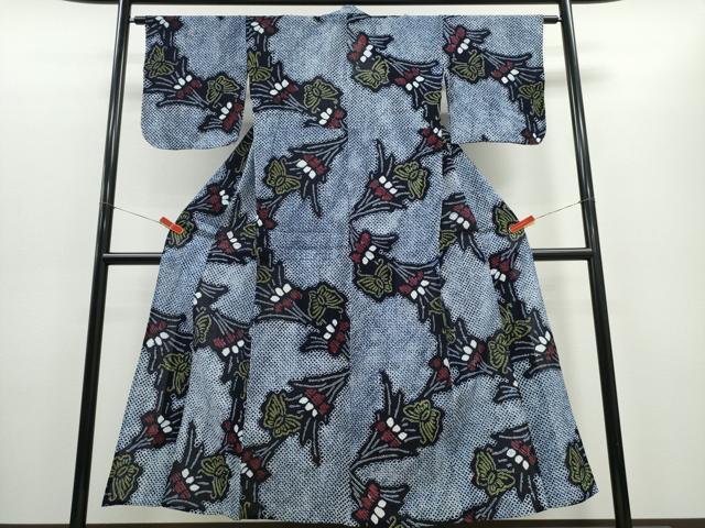 平和屋着物∴夏物 浴衣 有松鳴海絞り 花束舞蝶文 綿 逸品 CABD2445ng