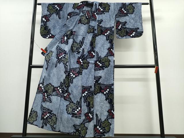 平和屋着物∴夏物 浴衣 有松鳴海絞り 花束舞蝶文 綿 逸品 CABD2445ng