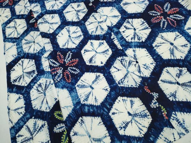 平和屋着物∴夏物 浴衣 有松鳴海絞り 亀甲花文 綿 逸品 CABD2450ng