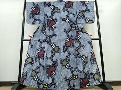 平和屋着物∴夏物 浴衣 有松鳴海絞り 花唐草文 綿 逸品 CABD2452ng