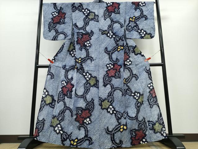 平和屋着物∴夏物 浴衣 有松鳴海絞り 花唐草文 綿 逸品 CABD2452ng