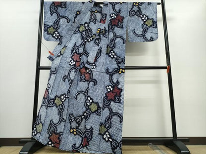 平和屋着物∴夏物 浴衣 有松鳴海絞り 花唐草文 綿 逸品 CABD2452ng