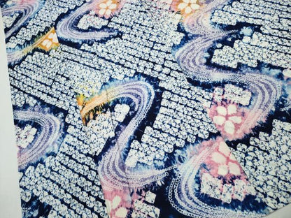 平和屋着物∴夏物　浴衣　有松鳴海絞り　流水舞花文　綿　逸品　CABD2454ng