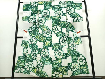 平和屋着物∴夏物 浴衣 有松鳴海絞り 流水渦巻花文 綿 逸品 CABD2455ng