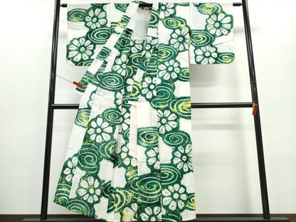 平和屋着物∴夏物 浴衣 有松鳴海絞り 流水渦巻花文 綿 逸品 CABD2455ng