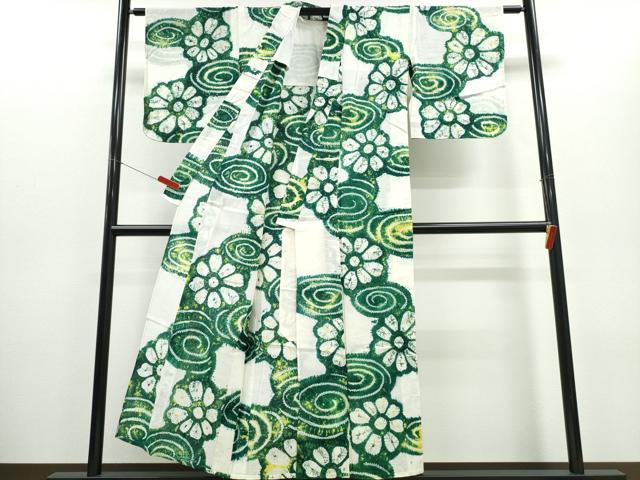 平和屋着物∴夏物 浴衣 有松鳴海絞り 流水渦巻花文 綿 逸品 CABD2455ng