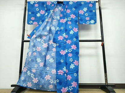 平和屋着物∴夏物 浴衣 舞桜 綿 逸品 CABD2457ng