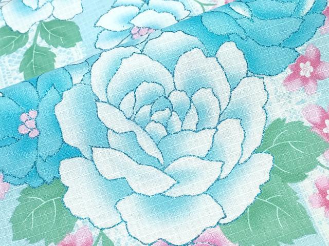 平和屋着物∴夏物 浴衣 綿紅梅 レース薔薇花文 ラメ 綿 逸品 CABD2458ng