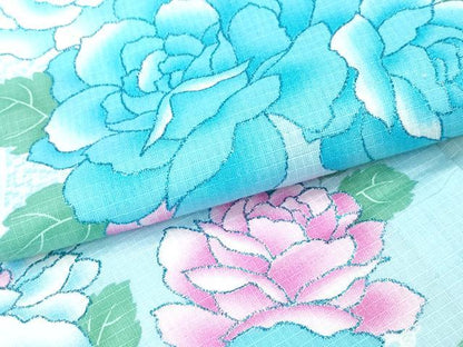 平和屋着物∴夏物 浴衣 綿紅梅 レース薔薇花文 ラメ 綿 逸品 CABD2458ng