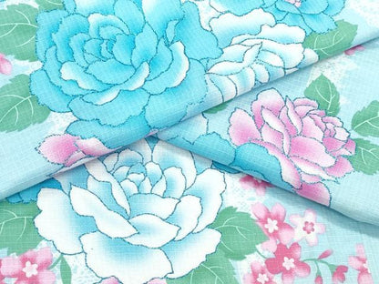 平和屋着物∴夏物 浴衣 綿紅梅 レース薔薇花文 ラメ 綿 逸品 CABD2458ng