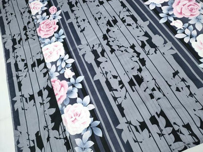 平和屋着物∴夏物 浴衣 薔薇シルエット 銀彩 綿 逸品 未使用 CABD2459ng