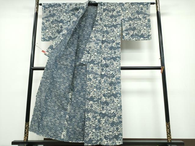 平和屋着物∴夏物 浴衣 綿絽 流水吉祥花文 綿 逸品 CABD2460ng