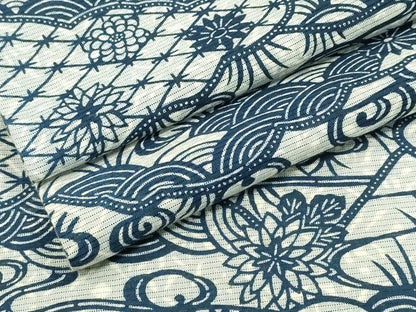 平和屋着物∴夏物 浴衣 綿絽 流水吉祥花文 綿 逸品 CABD2460ng