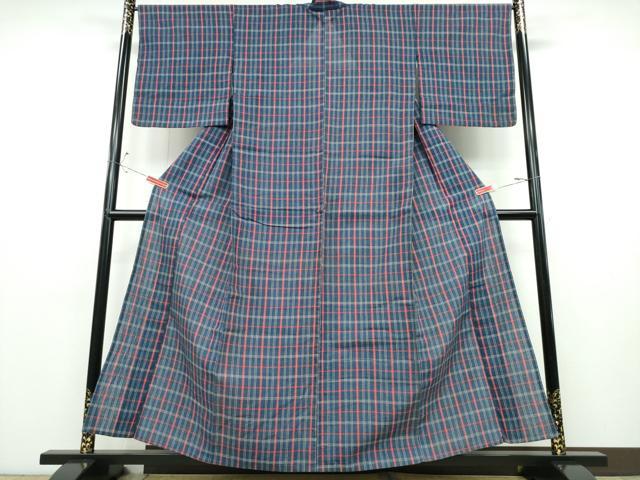 平和屋着物∴夏物 阿波しじら織 浴衣 格子柄 綿 逸品 CABD2462ng
