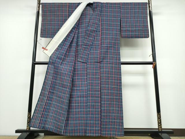 平和屋着物∴夏物 阿波しじら織 浴衣 格子柄 綿 逸品 CABD2462ng