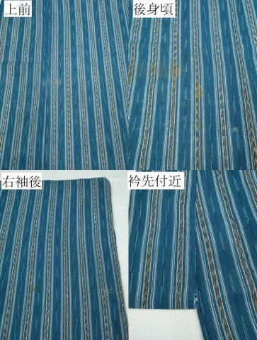 平和屋着物∴夏物　阿波しじら織　浴衣　間道　綿　逸品　CABD2463ng