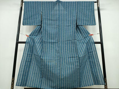 平和屋着物∴夏物　阿波しじら織　浴衣　間道　綿　逸品　CABD2463ng