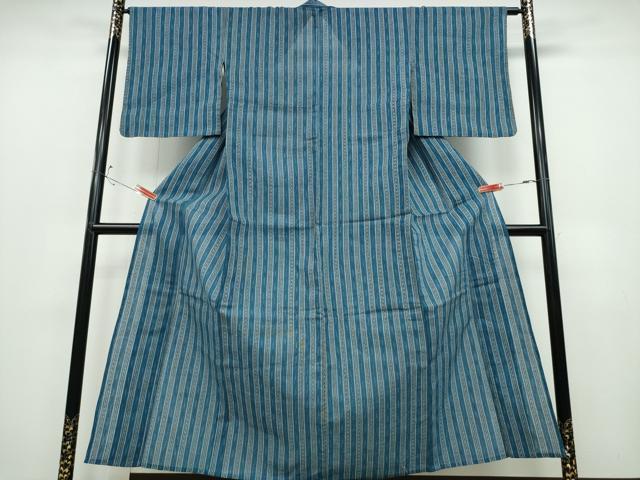 平和屋着物∴夏物　阿波しじら織　浴衣　間道　綿　逸品　CABD2463ng